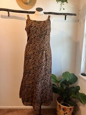 Sag Harbor Vintage 90s Brown Animal Print Tank Top Maxi Dress Size 14 / Large